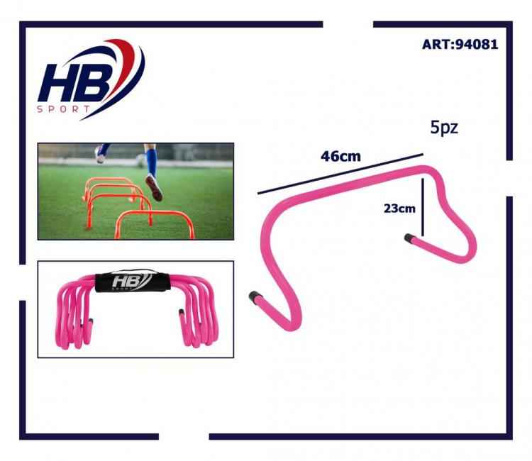 Set 5 Ostacoli Sport Allenamento Calcio Velocità Agilità Coordinazione Rosa 23Cm