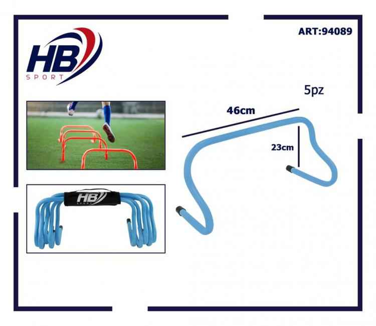 Set 5 Ostacoli Sport Allenamento Calcio Velocità Agilità Coordinazione Blu 23Cm