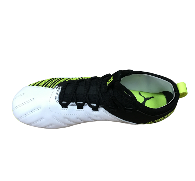 Puma One 5.3 MG 105646-02 Uomo Bianco-Nero-Giallo - Scarpe Calcio - OnSide Football