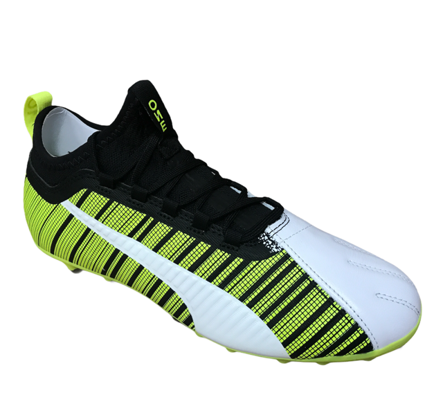 Puma One 5.3 MG 105646-02 Uomo Bianco-Nero-Giallo - Scarpe Calcio - OnSide Football