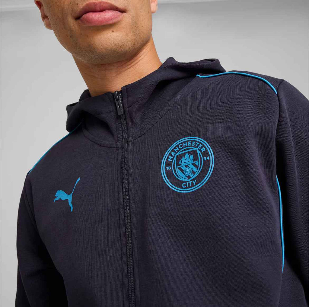 Puma Giacca Tuta Casual Hoodie MCFC Manchester City 2024/2025 Blu Navy