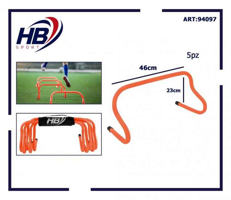 Set 5 Ostacoli Sport Allenamento Calcio Velocità Agilità Football Arancione 23Cm
