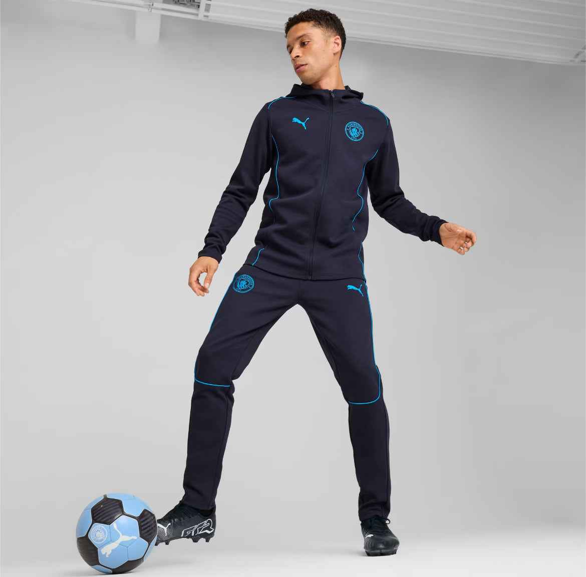 Puma Giacca Tuta Casual Hoodie MCFC Manchester City 2024/2025 Blu Navy