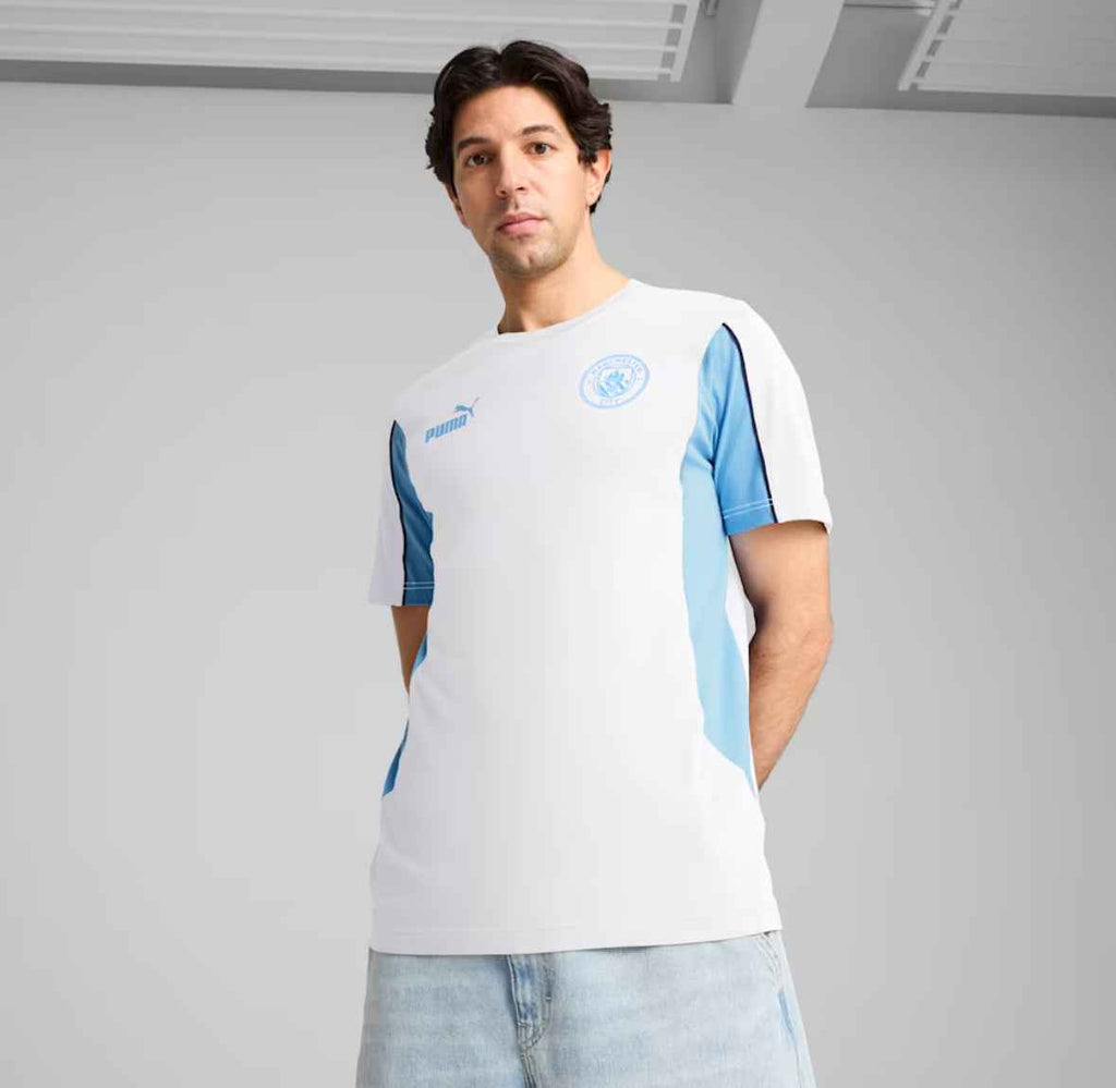 Puma Tee Maglietta MCFC FtblARCHIVE Manchester City Bianca Azzurra 2024/2025