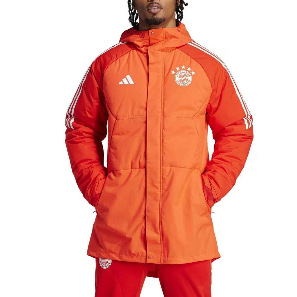 Bayern Munich soccer light red parka down jacket 2024 - Adidas - OnSide Football
