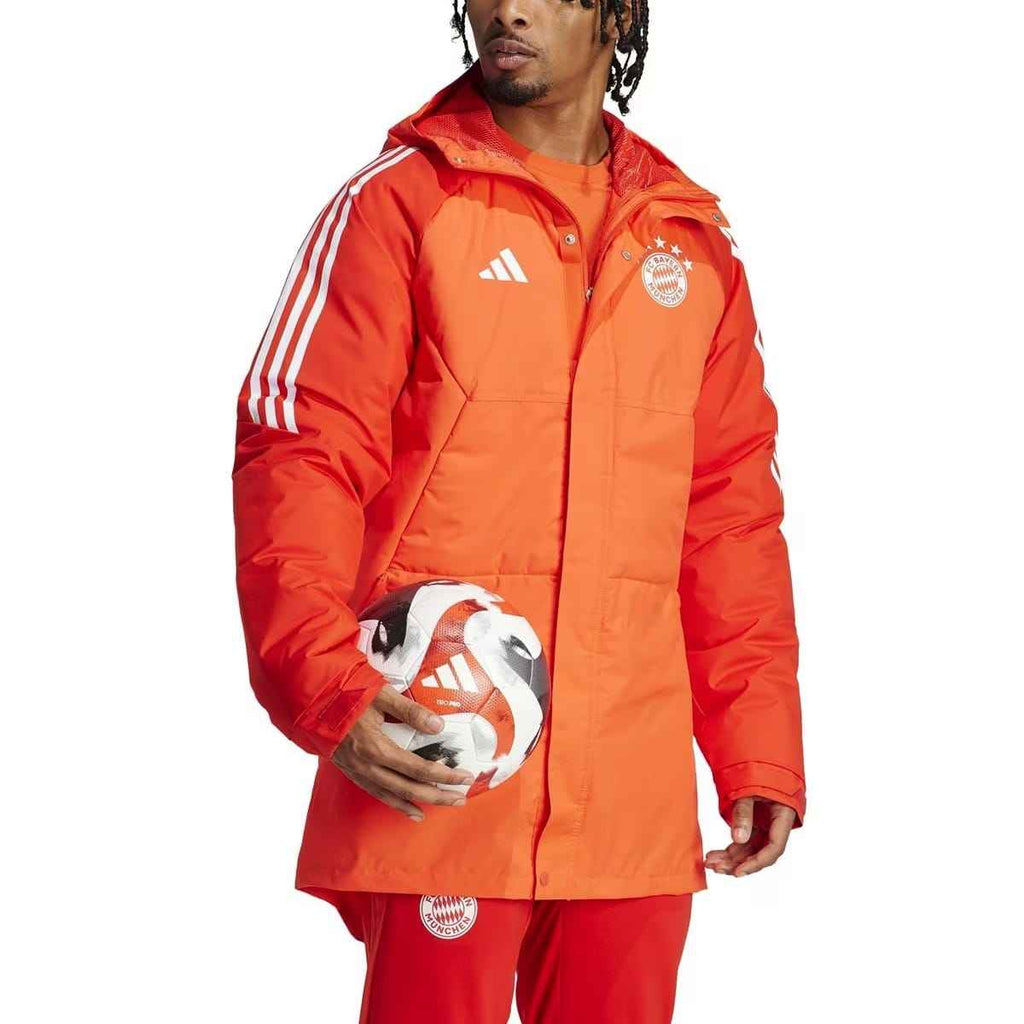 Bayern Munich soccer light red parka down jacket 2024 - Adidas - OnSide Football