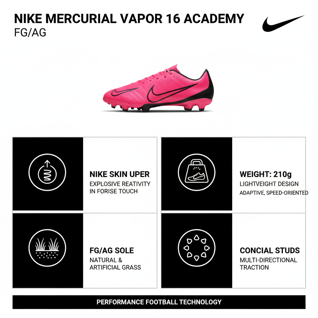 Nike Mercurial Vapor 16 Academy FG/AG Scarpe Calcio Uomo Rosa Magic Flamingo - FQ1458-600 - OnSide Football