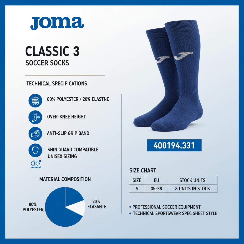 Joma Classic 3 400194.331 Unisex Blu - Calze Calcio - OnSide Football