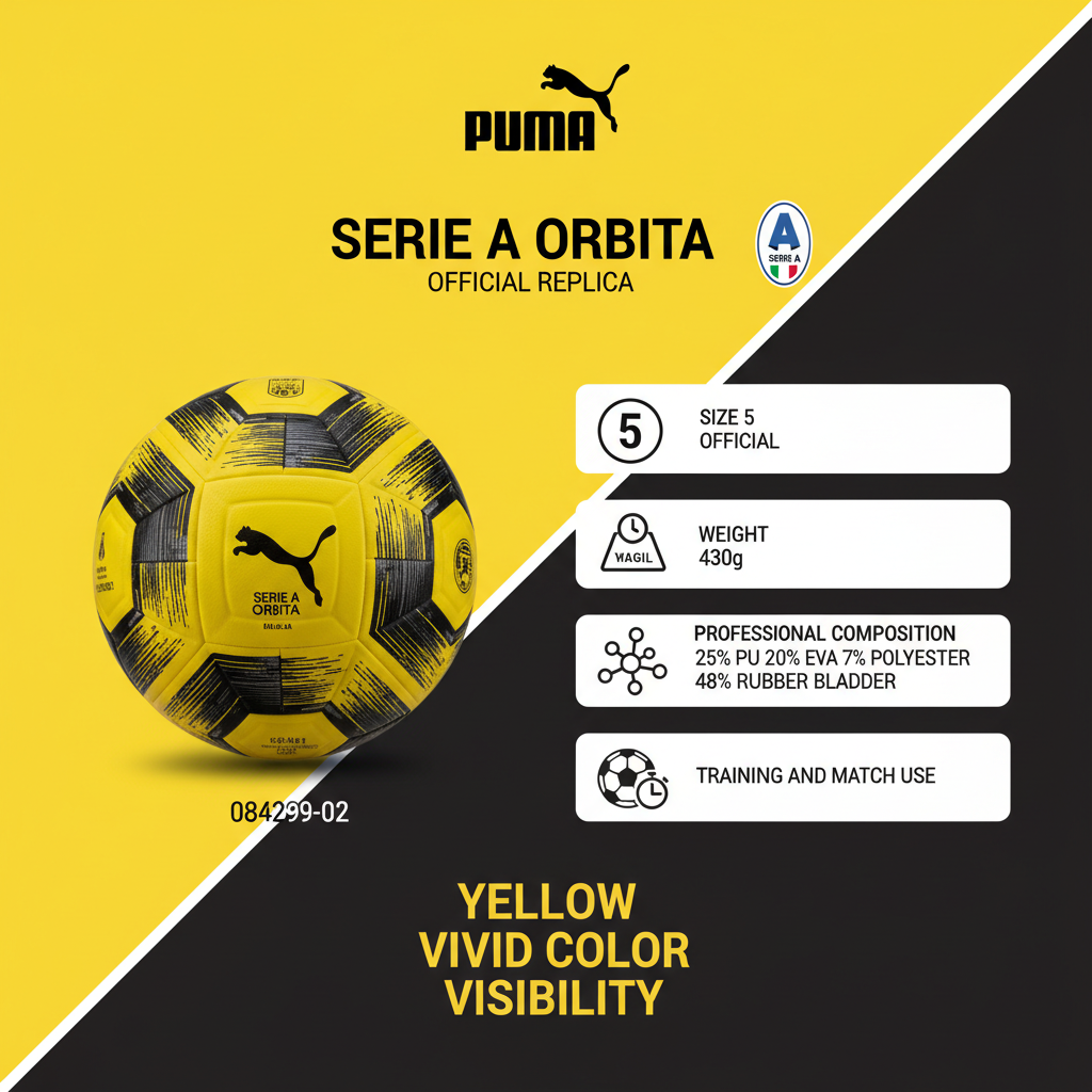 Pallone Calcio Puma Serie A Orbita Giallo Misura 5 - OnSide Football